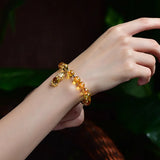 Yellow Crystal Bracelets Round Beads Pixiu Charm for Business Career