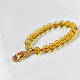 Yellow Crystal Bracelets Round Beads Pixiu Charm for Business Career
