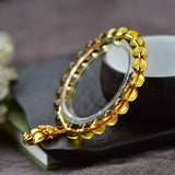 Yellow Crystal Bracelets Round Beads Pixiu Charm for Business Career