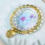 Yellow Crystal Bead Bracelet with Fox Pendant for Women