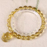 Yellow Crystal Bead Bracelet with Fox Pendant for Women