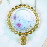 Yellow Crystal Bead Bracelet with Fox Pendant for Women