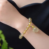 8mm Yellow Natural Crystal Bracelet with Nine Tails Fox Pendant