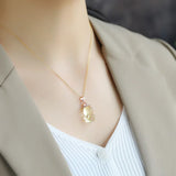 Yellow Natural Crystal Angel Pendant Necklace for Girls Gift