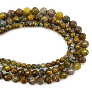 Yellow Pietersite Round Gem Stone Beads 6-14MM
