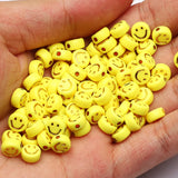 100pcs 4x7mm Yellow Smiley Acrylic Beads Jewelry Making DIY Accessories