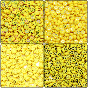 100pcs 4x7mm Yellow Smiley Acrylic Beads Jewelry Making DIY Accessories