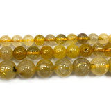 Yellow Rutilated Quartz Round Gemstone Beads 4-12MM