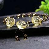 Yellow & Crystal Anklets Caved Flowers Hand Weave Anklet Jewelry