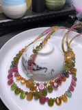 5A Tourmaline Stone Necklace Raindrop Pendant Princess Necklace Birthday Gift