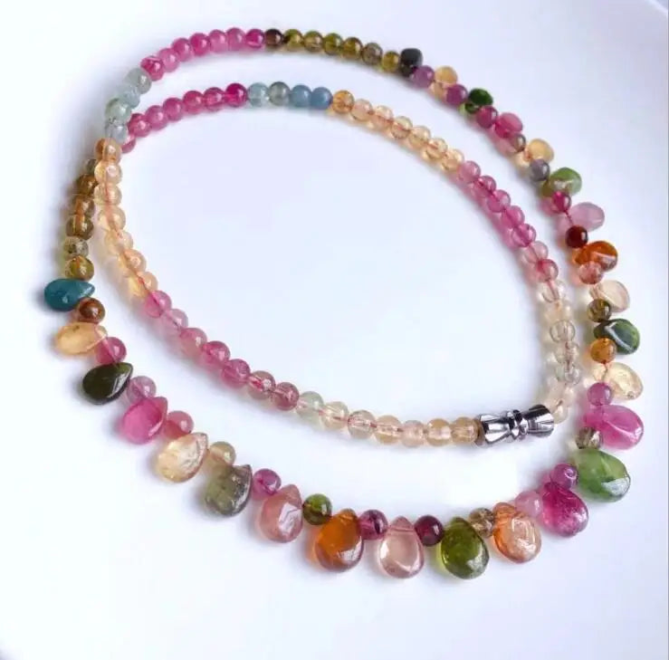 5A Tourmaline Stone Necklace Raindrop Pendant Princess Necklace Birthday Gift