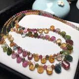 5A Tourmaline Stone Necklace Raindrop Pendant Princess Necklace Birthday Gift
