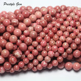 A+ Thulite Pink Round Stone Beads for DIY Bracelet