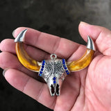 Antique Inlaid Tibetan Silver Titanium Steel Pendant Necklace