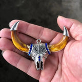 Antique Inlaid Tibetan Silver Titanium Steel Pendant Necklace
