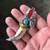 Antique Pendant with Tibetan Silver Inlay Necklace Pendant