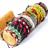 Set of 10 Modern Retro Jamaican National Contrast Woven Bracelet