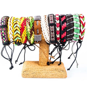 Set of 10 Modern Retro Jamaican National Contrast Woven Bracelet