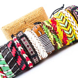 Set of 10 Modern Retro Jamaican National Contrast Woven Bracelet