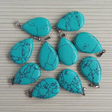 Calaite Stone Pendant Crystal Water Drop Point Pendants Charms Necklace 50Pcs