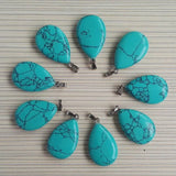 Calaite Stone Pendant Crystal Water Drop Point Pendants Charms Necklace 50Pcs