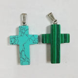 Cross Stone Pendants Mixed Charms Necklace for Jewelry Making 12pcs