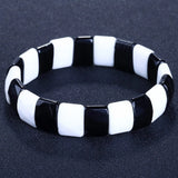 Gemstone Jewelry Hand Catenary Bracelet for Women, Obsidian and Jade 15x11mm