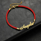 Custom Nameplate Charm Red Rope Bracelet for Women