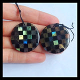 Labradorite Obsidian Intarsia Earrings Bead for Jewelry Making DIY
