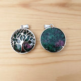 Epidote Stone Alloy Tree of Life Pendants for Jewelry Accessories - 12pcs/lot