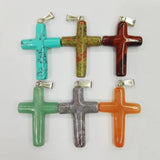 Mixed Cross Stone Pendants Charms for Necklaces 8pcs/lot