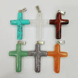 Mixed Cross Stone Pendants Charms for Necklaces 8pcs/lot