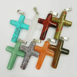 Mixed Cross Stone Pendants Charms for Necklaces 8pcs/lot
