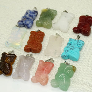 Natural Stone Owl Pendant Charms for Necklace - Mixed Good