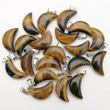 Tiger Eye Stone Moon Pendant Charms for Jewelry Making - 50pcs/lot