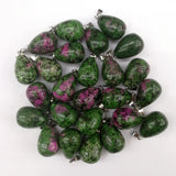 Epidote Water Drop Natural Stone Pendants 50pcs Necklace Jewelry DIY