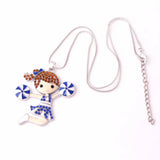 Cheerleader Girl Rhinestone Pendant Necklace
