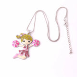 Cheerleader Girl Rhinestone Pendant Necklace