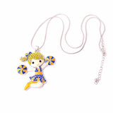 Cheerleader Girl Rhinestone Pendant Necklace