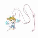 Cheerleader Girl Rhinestone Pendant Necklace