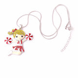 Cheerleader Girl Rhinestone Pendant Necklace
