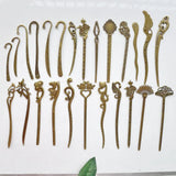 10pcs antique bronze charms, 25 styles, bookmark/hair sticker/hairpin shape