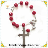 10pcs Red Glass Pearl Bead Rosary Bracelet