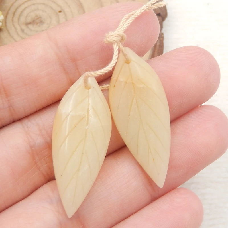 Carved Leaves Amazonite Earrings Beads, Charms Women Earrings