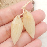 Carved Leaves Amazonite Earrings Beads, Charms Women Earrings