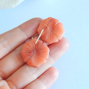 Handmade Red Aventurine Flower Earrings, Fashion Jewelry