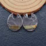 Natural Rose Quartz Labradorite Woman Earrings Beads Pair