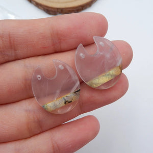 Natural Rose Quartz Labradorite Woman Earrings Beads Pair