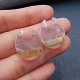 Natural Rose Quartz Labradorite Woman Earrings Beads Pair
