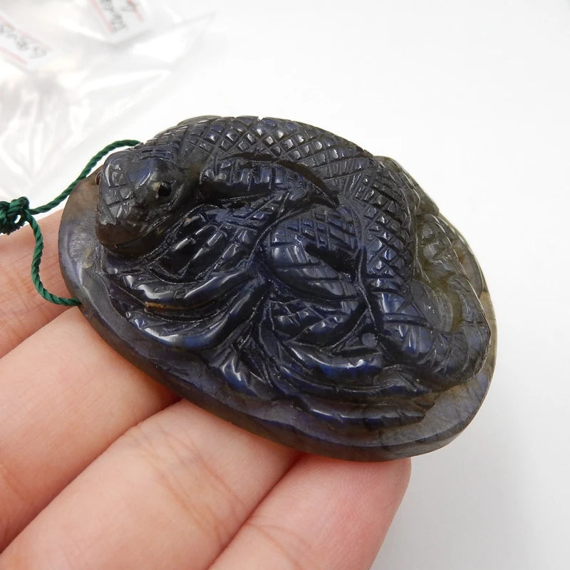 Carved Labradorite Pendant Bead, Semiprecious Stone Jewelry